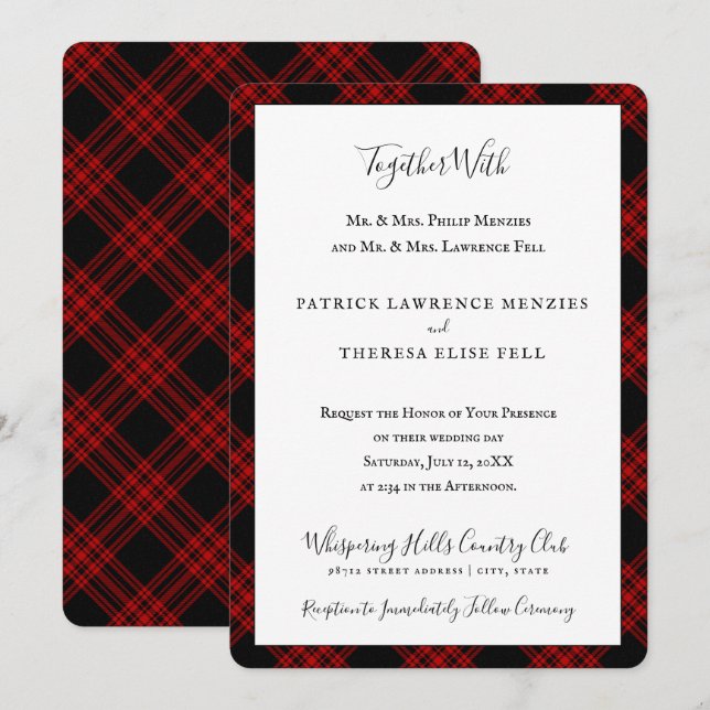 Menzies Hunting Clan Tartan Scottish Plaid Invitation (Front/Back)