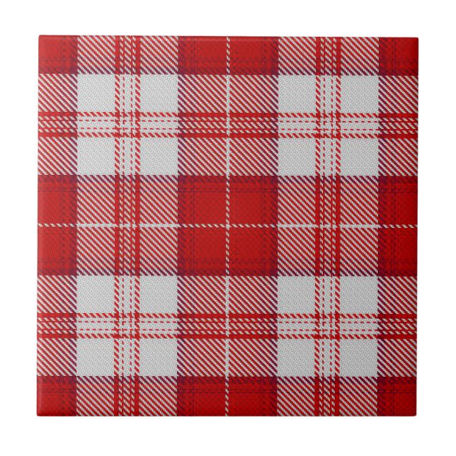 Menzies Red Tartan Ceramic Tile (Front)