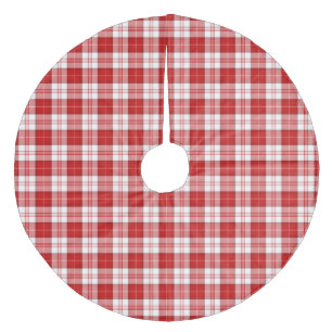 Menzies tartan red white plaid fleece tree skirt