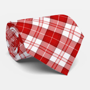 Menzies tartan red white plaid neck tie