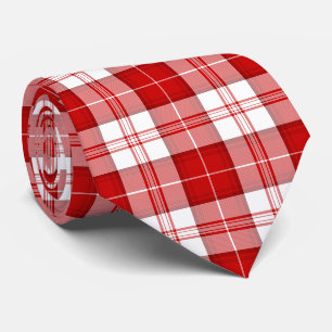 Menzies tartan red white plaid neck tie