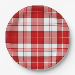 Menzies tartan red white plaid paper plates