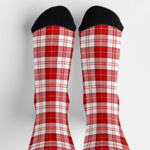 Menzies tartan red white plaid socks