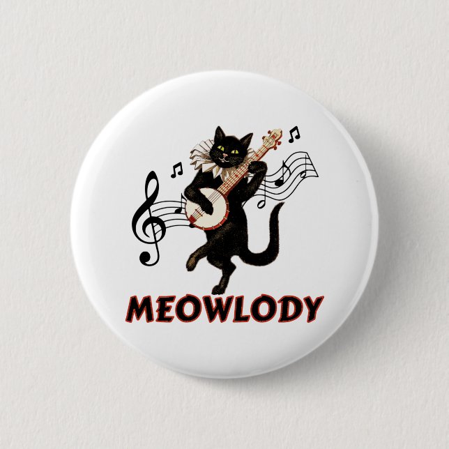 Meolody Cat Music Guitar Button (Front)