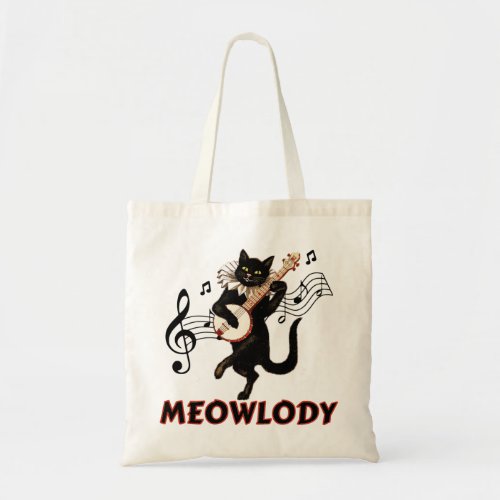 Meolody Cat Music Guitar Tote Bag