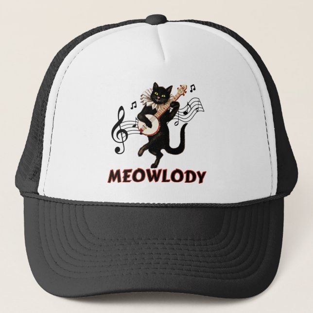 Meolody Cat Music Guitar Trucker Hat (Front)
