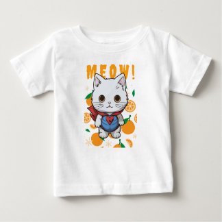 "MEOW!" Adorable Superhero Cat T-Shirt for Babies