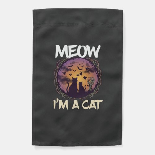 Meow Am Cat Halloween Night Witch Pumpkin_1 Garden Flag