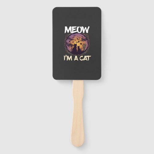 Meow Am Cat Halloween Night Witch Pumpkin_1 Hand Fan