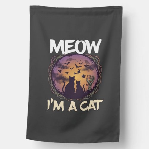 Meow Am Cat Halloween Night Witch Pumpkin_1 House Flag
