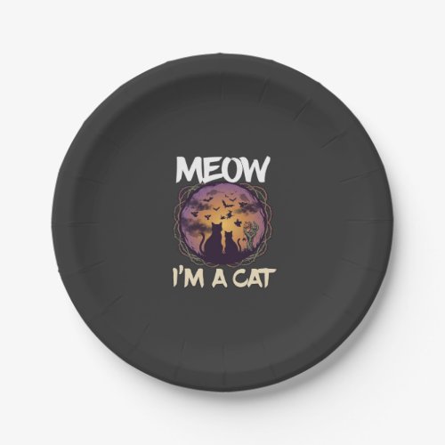 Meow Am Cat Halloween Night Witch Pumpkin_1 Paper Plates