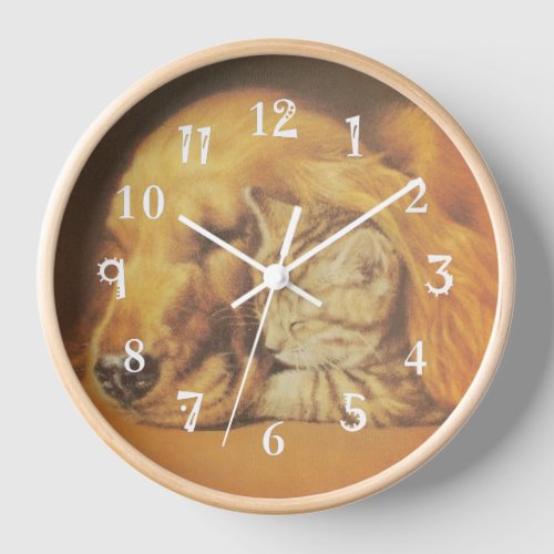 Meow and Woof Cuddle Buddies Cat and Dog Clock