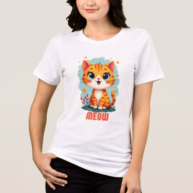 Meow Bella + Canvas Women’s T-Shirt – Purrfectly Tri-Blend Shirt (Front)