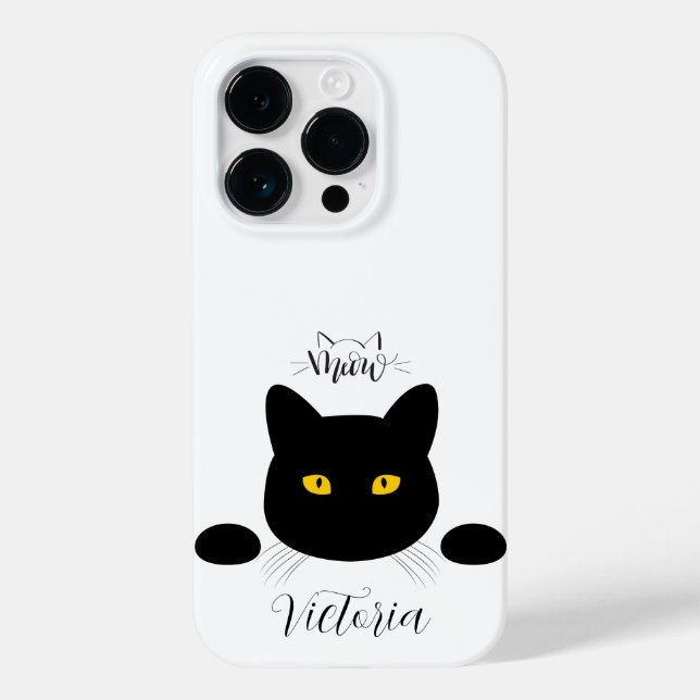 Meow Black Cat Golden Eyes Customizable Case-Mate iPhone Case (Back)