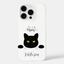 Meow Black Cat Golden Eyes Customizable