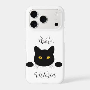 Meow Black Cat Golden Eyes Customizable iPhone 17 Pro Case