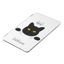 Meow Black Cat Golden Eyes Customizable