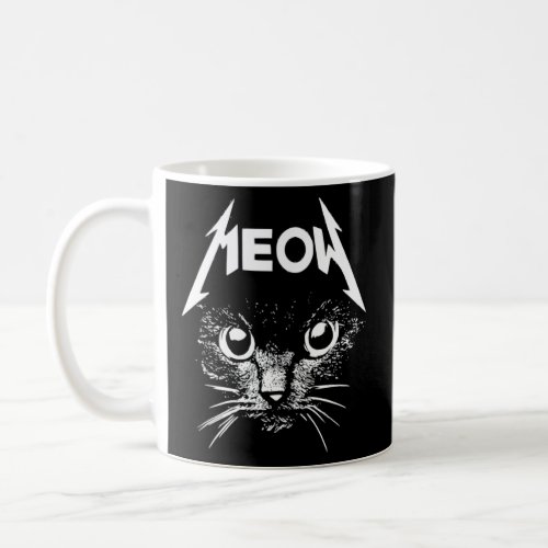Meow Black Cat Metal Kitty Rocks  Coffee Mug