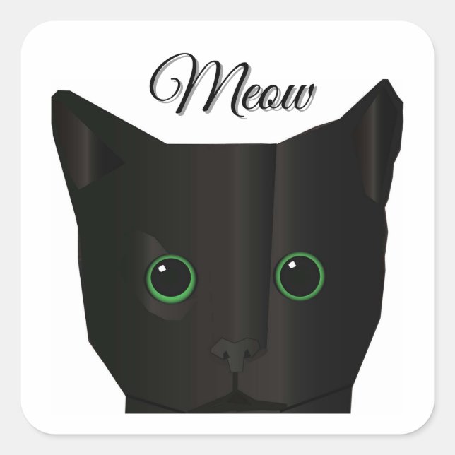 Meow Black Cat  Square Sticker (Front)