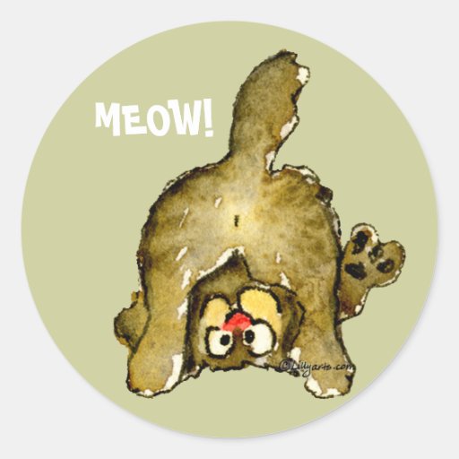 MEOW Cartoon Cat Stickers