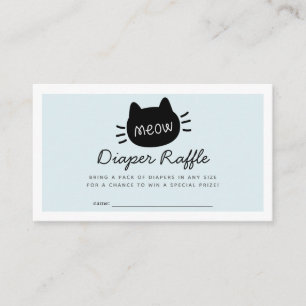 Meow Cat Blue Baby Shower Diaper Raffle Ticket Enclosure Card