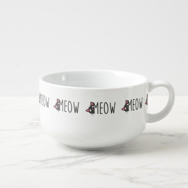 Meow cat - Choose background color Soup Mug (Left)