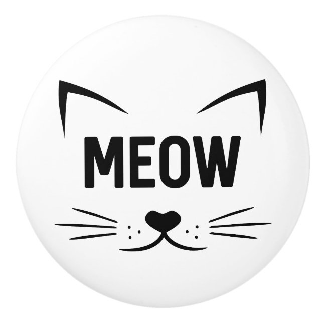Meow Cat Face Ceramic Knob (Front)