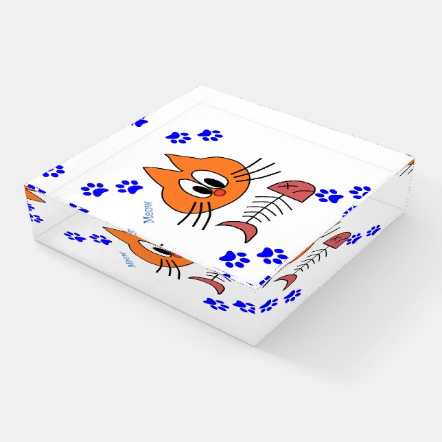 Meow Cat Fish Paws   Paperweight (Angled)