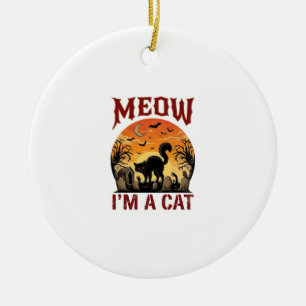 Meow Cat Halloween Black Cemetery_1 Ceramic Ornament