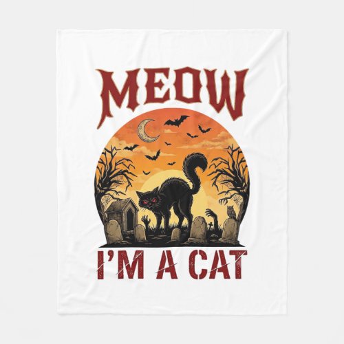 Meow Cat Halloween Black Cemetery_1 Fleece Blanket