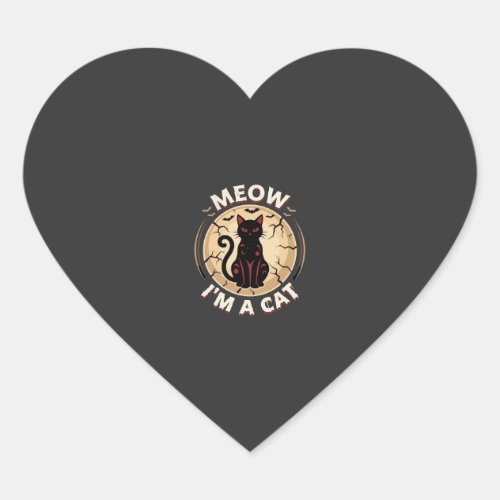 Meow Cat Halloween Graphic Design_1 Heart Sticker
