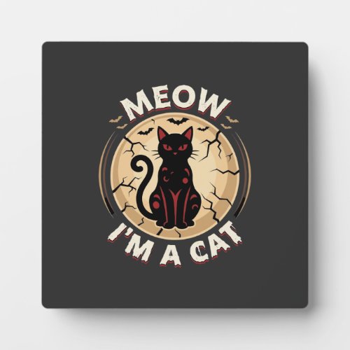 Meow Cat Halloween Graphic Design_1 Plaque