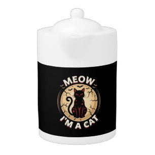 Meow Cat Halloween Graphic Design_1 Teapot