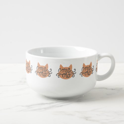 Meow cat head silhouette _ Choose background color Soup Mug