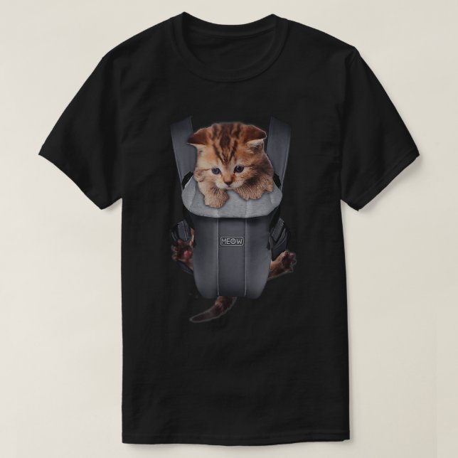 Meow Cat Kitten Carrier T-Shirt (Design Front)