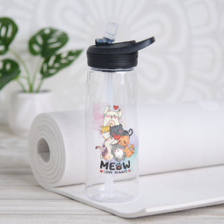 Meow cat love always water bottle