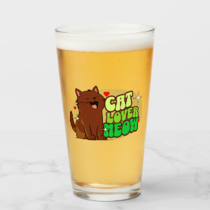 Meow Cat Lover - brown cat Glass