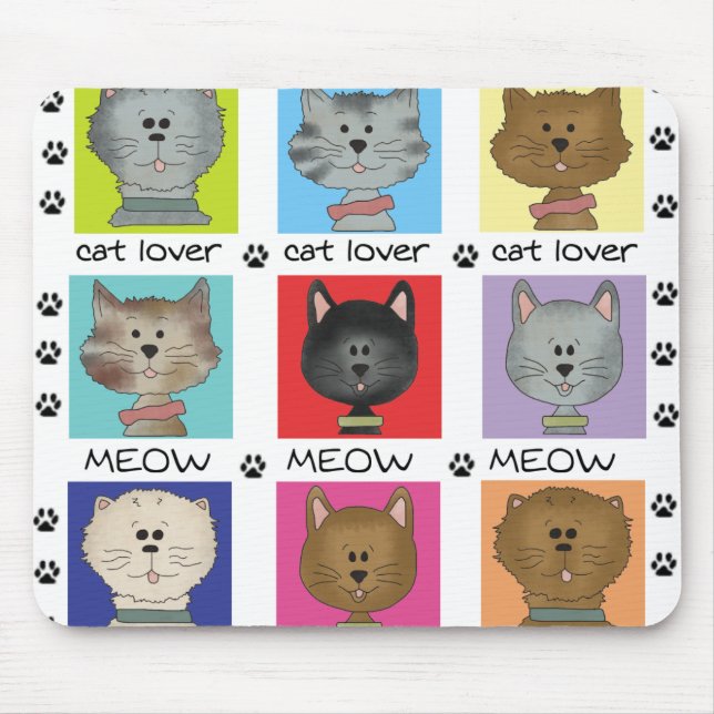 Meow Cat Lover Mouse Pad (Front)