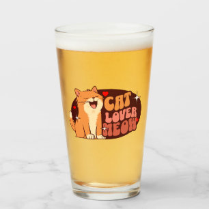 Meow Cat Lover - orange cat Glass