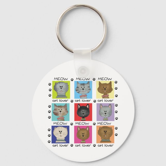 Meow Cat Lover Tshirts and Gifts Keychain (Front)