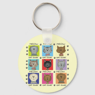 Meow Cat Lover Tshirts and Gifts Keychain