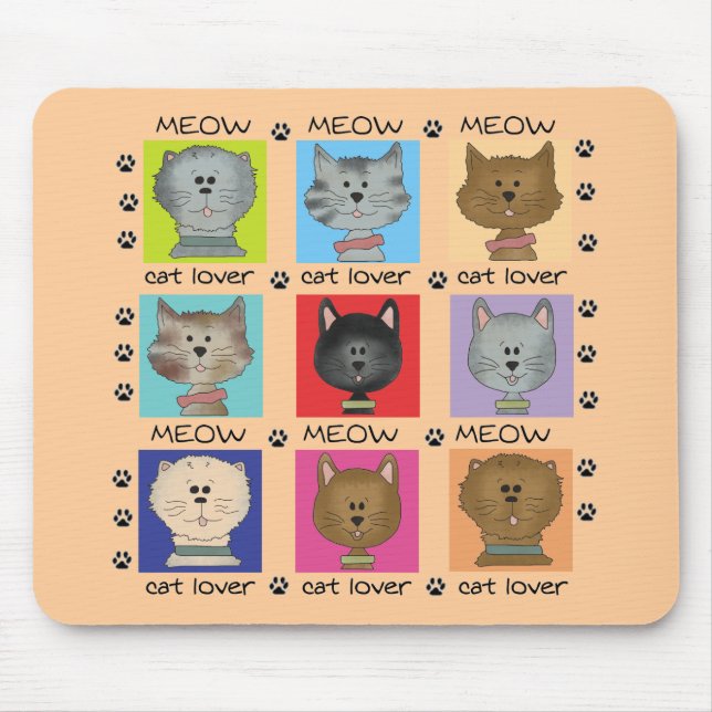 Meow Cat Lover Tshirts and Gifts Mouse Pad (Front)