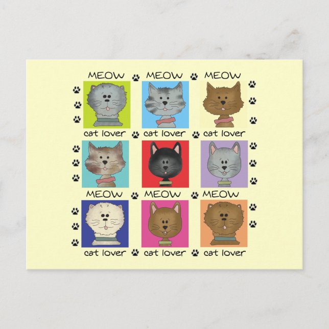 Meow Cat Lover Tshirts and Gifts Postcard (Front)