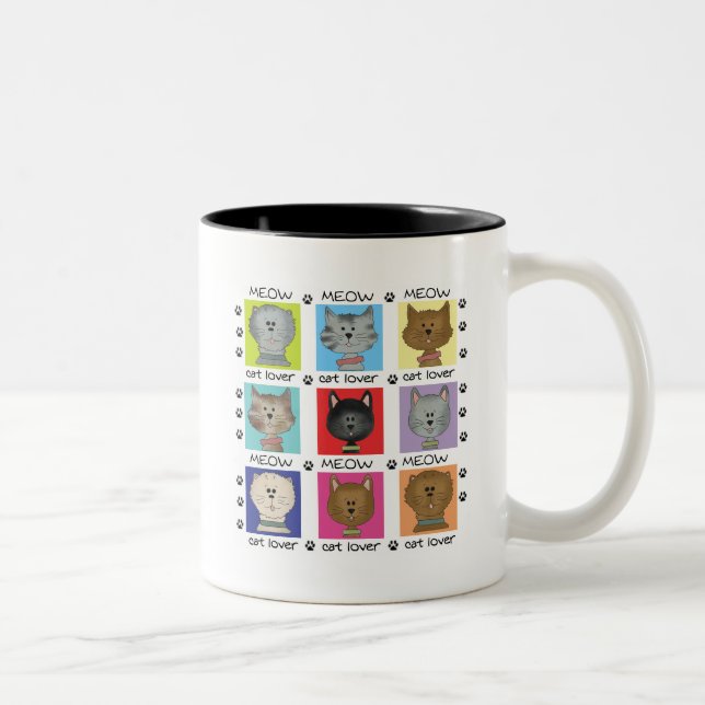 Meow Cat Lover Tshirts and Gifts Two-Tone Coffee Mug (Right)