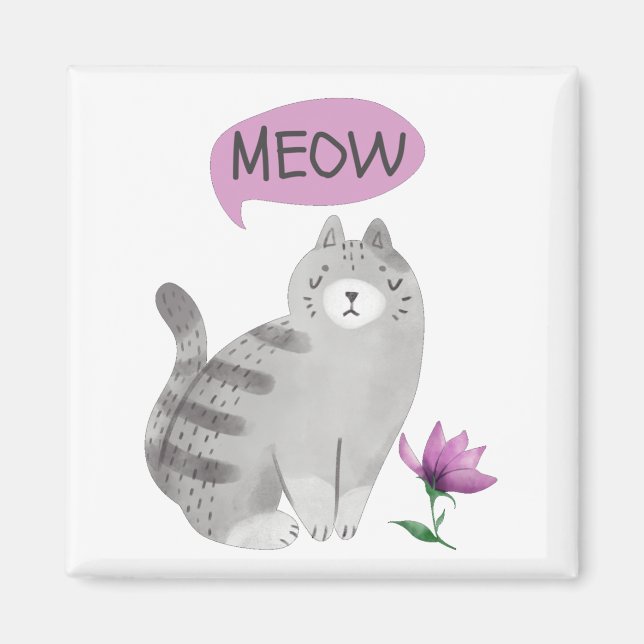 Meow Cat Magnet (Front)