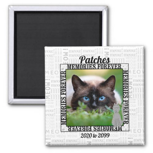 Meow Cat Memorial with Name and Photo Magnet
