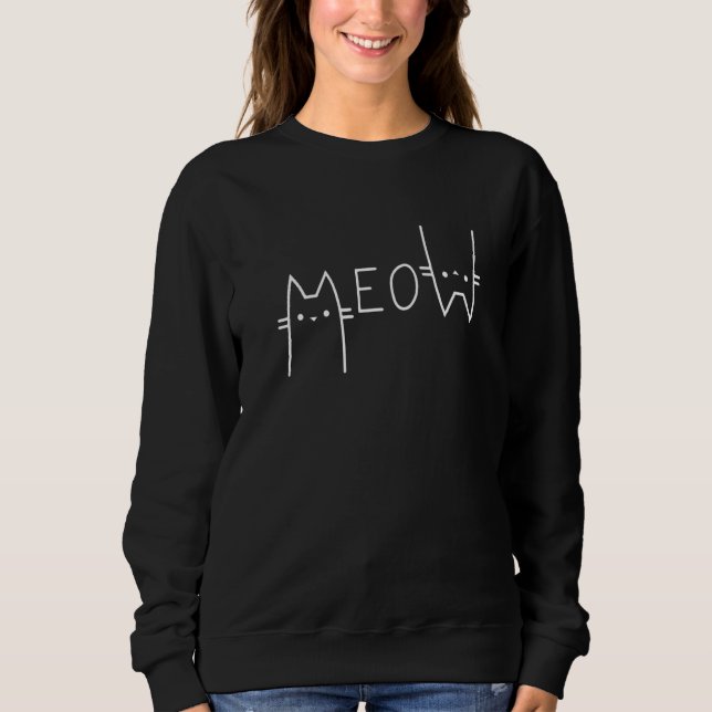 Meow  Cat Mom For Girls Women Cat Mama Sweatshirt (Front)