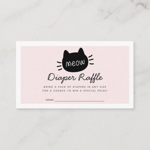 Meow Cat Pink Baby Shower Diaper Raffle Ticket Enclosure Card