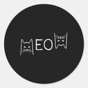 Meow Cat Shirt Meow Kitty Funny Cats Mom And Cat D Classic Round Sticker