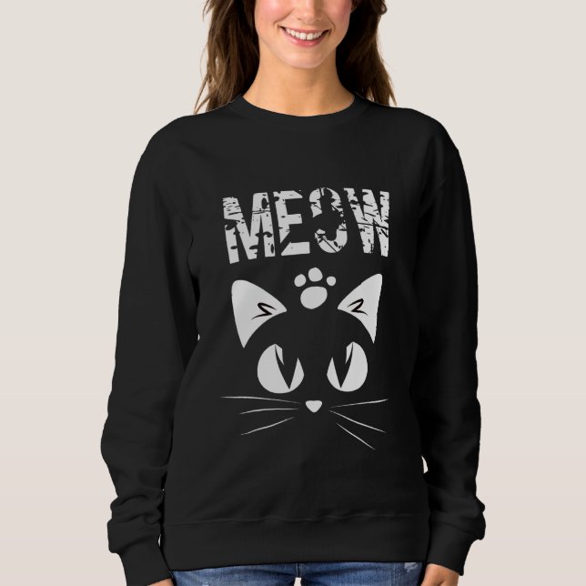 Meow CAT Short Sleeve Round Neck Summer Sweatshirt (Front)